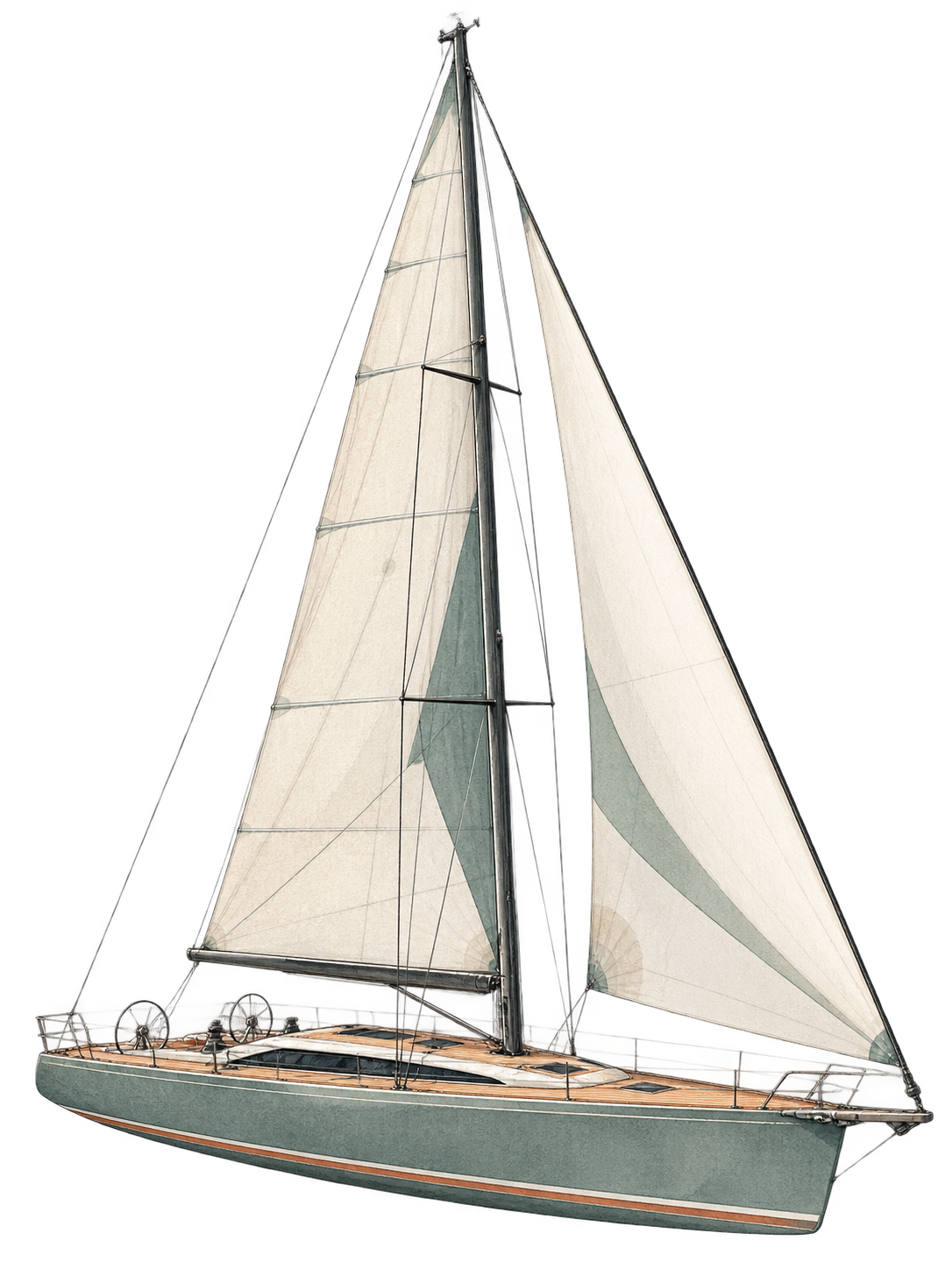 Editorial illustration of a sailing yacht